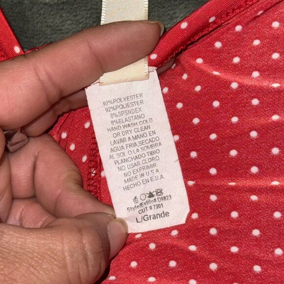 Vintage Khaki Krew Midi Dress Women's Large Red Polka Dot Classic Strap Pullover - Picture 8 of 8